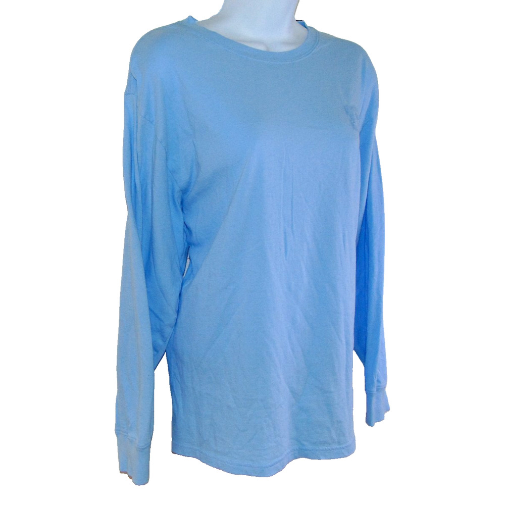 PINK Victoria's Secret Campus Cotton Long Sleeve Tee Sky Blue Medium Logo